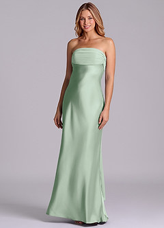 Azazie Ailanie Brudtärnklänningar Klä av Tubklänning i Stretch Satin Axelbandslös Agave image1