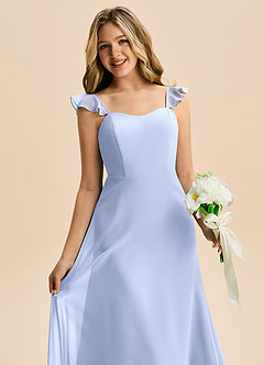 Azazie Mavie Junior Vestido de Hielo de Gasa de Corte en A con Volante image5