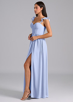 Azazie Denisse Suknie dla druhen Linia A Marszczony Szyfon Do ziemi Sukienka image3