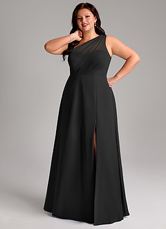 Azazie Phaedra Jurken voor bruidsmeisjes Jurk van Chiffon met A-Lijn One-Shoulder Zwart image7