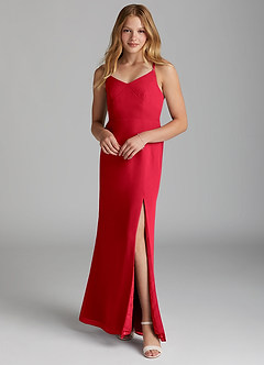 Azazie Becca Junior Scarlet Mermaid Chiffon Dress image1
