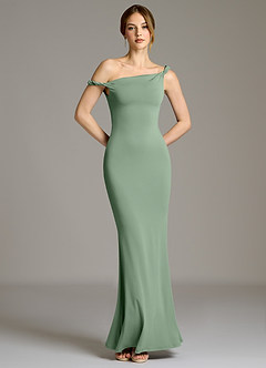 Azazie Shantal Bridesmaid Dresses Matcha Mermaid Off the Shoulder Premium Stretch Jersey Dress image3