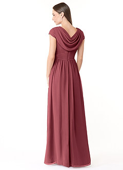 Azazie Organa Abiti da Damigella Abito A-Line in Chiffon Plissettato Merlot image4