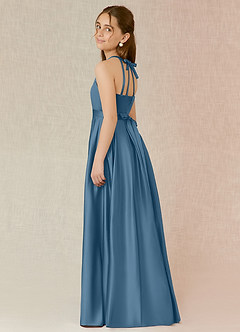 Azazie Arianthe Junior Bermuda A-Line with Pockets Matte Satin Dress image3