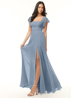 Azazie Bondi Bridesmaid Dresses A-Line Ruffled Chiffon Floor-Length Dress image3