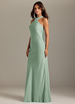 Azazie Doretta Bridesmaid Dresses Agave Mermaid Pleated Chiffon Dress image4