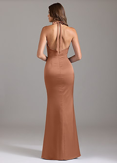 Azazie Valerie Bridesmaid Dresses Bronzer Mermaid Pleated Stretch Satin Dress image2