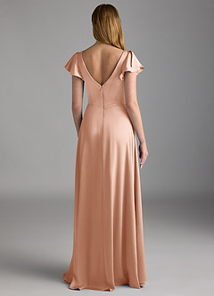 Azazie Omari Bridesmaid Dresses Rose Gold A-Line Stretch Satin Dress image2