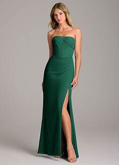 Azazie Chantel Bridesmaid Dresses Emerald Sheath Strapless Chiffon Convertible Dress image1