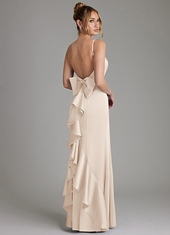 Azazie Zherra 신부 들러리 드레스 인어 절하다 스트레치 새틴 바닥 길이 드레스 image1