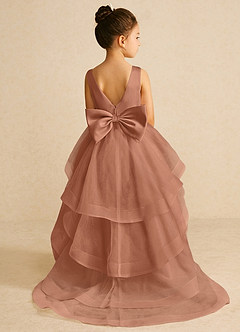 Azazie Pumpkin Flower Girl Dresses Bronzer A-Line Convertible Tulle Dress image1