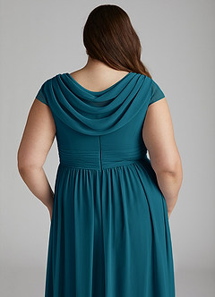 Azazie Organa Bridesmaid Dresses Ink Blue A-Line Pleated Chiffon Dress image12