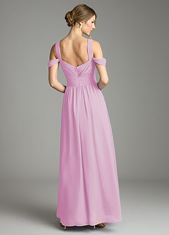 Azazie Lianne Bridesmaid Dresses Candy Pink A-Line Off the Shoulder Chiffon Dress image7