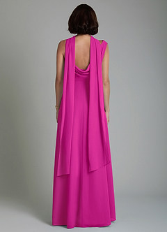 Azazie True Robes de demoiselle d'honneur Robe Trapèze en Mousseline de soie Plissé Fuchsia image8