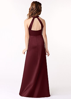 Azazie Laurel Junior Cabernet A-Line Stretch Satin Dress image3