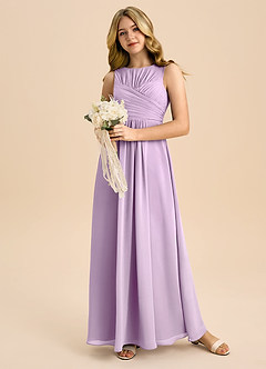 Azazie Skyla Junior Linia A Pofałdowany Szyfon Długość podłogi Młodsza druhna Sukienka image5