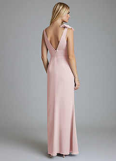 Azazie Taro Bridesmaid Dresses Blushing Pink Sheath Bow Chiffon Dress image2