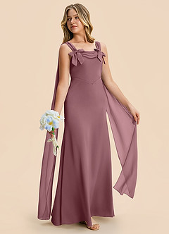 Azazie Chelsea Junior Amethyst Sheath Pleated Stretch Satin Dress image5