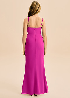 Azazie Buzzy Junior Robe Fourreau en Mousseline de soie Plissée Fuchsia image5