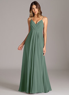 Azazie Amani Bridesmaid Dresses Eucalyptus A-Line Pleated Chiffon Dress image4