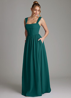 Azazie Caterina Bridesmaid Dresses Peacock A-Line Corset Chiffon Dress image5