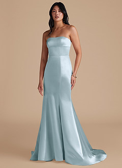 Azazie Aura Vestidos de damas de honor Vestido de Azul Cielo de Satén Metálico de Corte Sirena Convertible image6