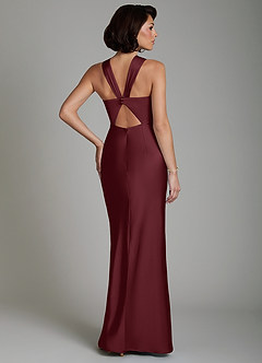 Azazie Zaria Bridesmaid Dresses Cabernet Mermaid Sweetheart Neckline Stretch Satin Dress image2