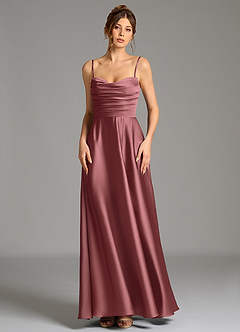 Azazie Ayla Jurken voor bruidsmeisjes Jurk van Stretch Satijn met A-Lijn Korset Amethist image5