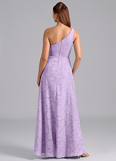 Azazie Brooke Bridesmaid Dresses Lilac A-Line One Shoulder Floral Burnout Dress image2
