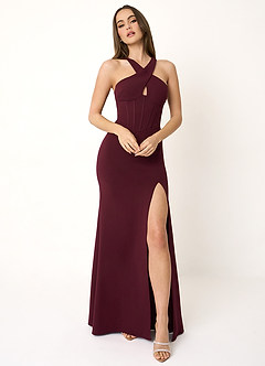 Reina Wine Cross Neck Maxi Dress image3