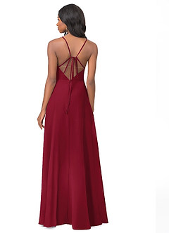 Azazie Everleigh Bridesmaid Dresses Burgundy A-Line Sweetheart Pleated Chiffon Dress image3