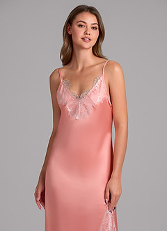 front Satin Lace Trim Long Robe