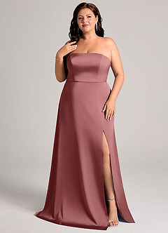 Azazie Wren Bridesmaid Dresses Amethyst A-Line Strapless Stretch Satin Convertible Dress image10
