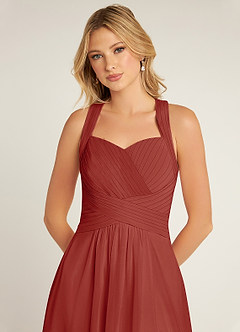 Azazie Claudia Bridesmaid Dresses Terracotta A-Line Sweetheart Neckline Chiffon Dress image5