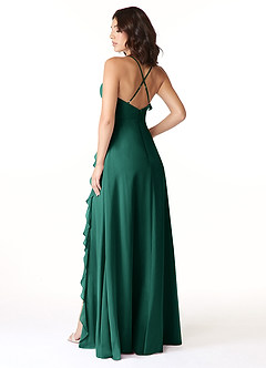 Azazie Tarni Bridesmaid Dresses Emerald A-Line Chiffon Dress image2