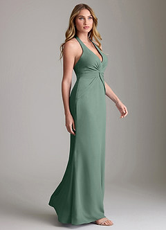 Azazie Valerie Bridesmaid Dresses Sea Moss Mermaid Pleated Chiffon Dress image4