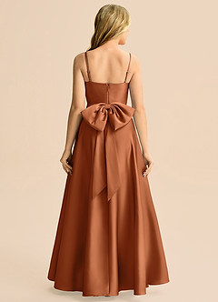 Azazie Rumi Junior Linia A Pofałdowany Satyna elastyczna Długość podłogi Młodsza druhna Sukienka image2