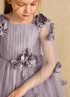 Azazie Staria Flower Girl Dresses Dusk Ball-Gown Ruched Tulle Dress image10
