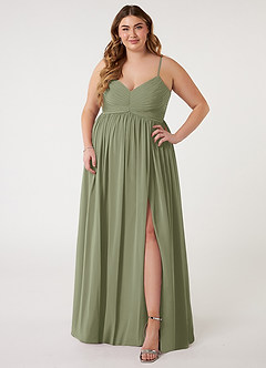 Azazie Alia Bridesmaid Dresses Pistachio A-Line Pleated Chiffon Dress image6