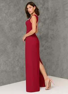 Azazie Flori Bridesmaid Dresses Scarlet Sheath Square Neckline Chiffon Dress image5