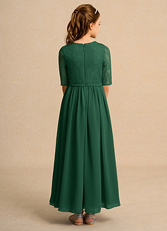 Azazie Pippin Junior Formal vestidos de niña de las flores Vestido de Verde Oscuro de Encaje de Corte En A image2