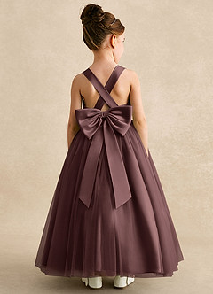 Azazie Peanut Blumenmädchenkleider A-Linie Riemen Tüll Kleid Espresso image1