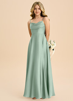 Azazie Bear Junior Agave A-Line Sweetheart Neckline Stretch Satin Dress image6