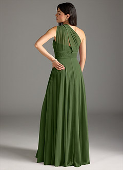 Azazie Charlize Bridesmaid Dresses Olive A-Line One Shoulder Chiffon Dress image9