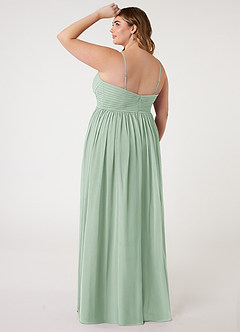 Azazie Alia Bridesmaid Dresses Agave A-Line Pleated Chiffon Dress image9