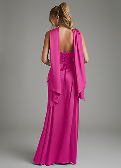 Azazie Gabriela Brautjungfernkleider A-Linie Korsett Stretch-Satin Kleid Fuchsia image2