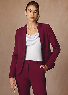 Whitney Burgundy Structured Stretch Blazer