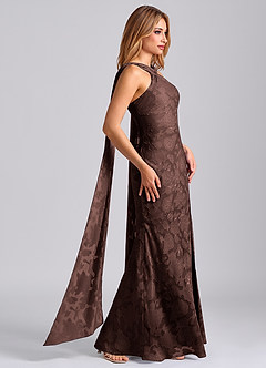 Azazie Kinsley Final Sale Black Mermaid Pleated Floral Burnout Dress image3