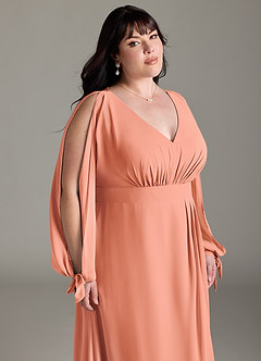 Azazie Matilda Brautjungfernkleider A-Linie Langarm Chiffon Kleid Sonnenuntergang image15