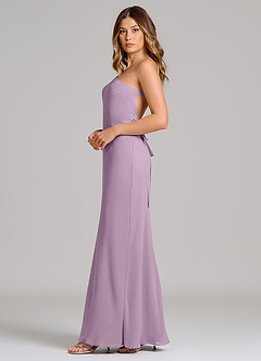 Azazie Monroe Final Sale Wisteria Sheath One Shoulder Chiffon Dress image5